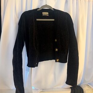 Urban Outfitters Black Velvet-Soft Cardigan